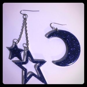 Purple moon and stars earrings